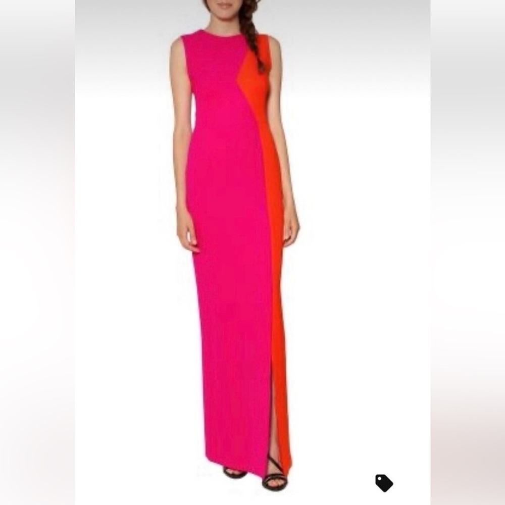 Raoul silk pink and orange elegant maxi dress